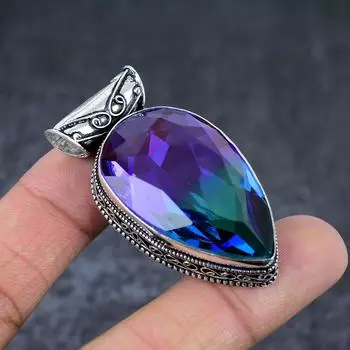 Bi-Color Tourmaline Gemstone 925 Sterling Silver Gift Pendant 2.17 f2g02