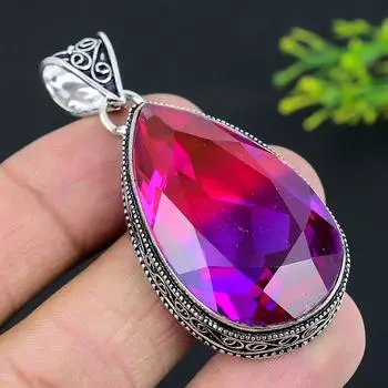 Bi-Color Tourmaline Gemstone 925 Sterling Silver Jewelry Pendant 2.29 g5f43