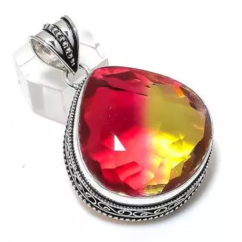 Bi-Color Tourmaline Gemstone 925 Sterling Silver Jewelry Pendant 1.97 j2v68