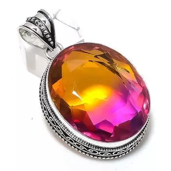 Bi-Color Tourmaline Gemstone 925 Sterling Silver Jewelry Pendant 2.09 a0o45