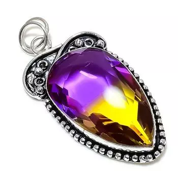 Bi-Color Tourmaline Gemstone Handmade 925 Sterling Silver Pendant 2.56 A7q59