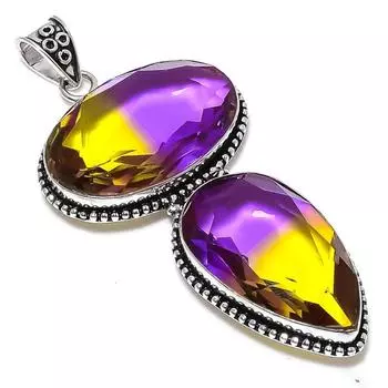 Bi-Color Tourmaline Gemstone Handmade 925 Sterling Silver Pendant 3.62 r4c95