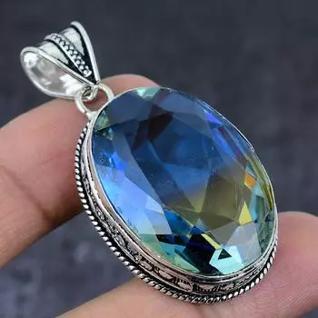 Bi-Color Tourmaline Gemstone Handmade 925 Sterling Silver Pendant 2.17 C4f53