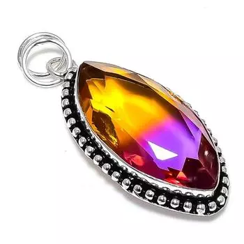 Bi-Color Tourmaline Gemstone Handmade 925 Sterling Silver Pendant 2.36 p6O38