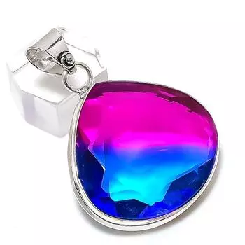 Bi-Color Tourmaline Gemstone Handmade 925 Sterling Silver Pendant 1.85 U6n00