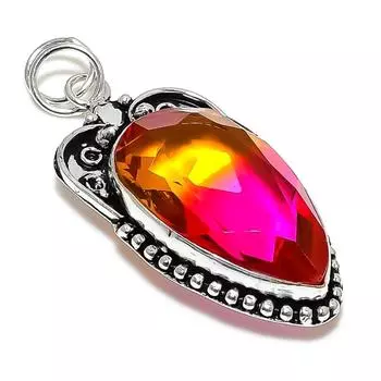Bi-Color Tourmaline Gemstone Handmade 925 Sterling Silver Pendant 2.56 g7r40