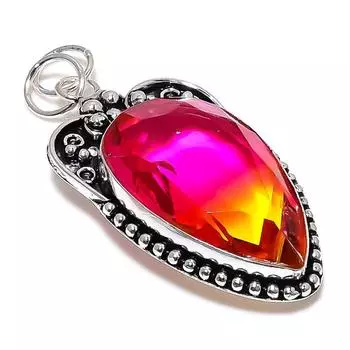 Bi-Color Tourmaline Gemstone Handmade 925 Sterling Silver Pendant 2.56 A5U81