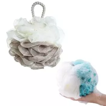 Bi-Colour Shower Balls 1 PCS Large Colourful Nylon Soft Frosted Bubble Bath Flower 1pcs зелёный/бежевый