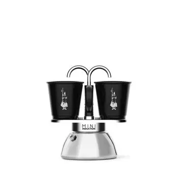 Bialetti Mini Express Induction 2 Cups IH Compatible & Direct Fire TypeEspresso Cup Included (Coffee Maker Espresso Maker Macchinetta)