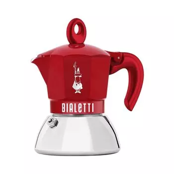 Bialetti Moca Induction Exclusive Red на 2 чашки IH-совместимая кофемашина прямого огня для приготовления эспрессо и (Кофе Маккинетта)