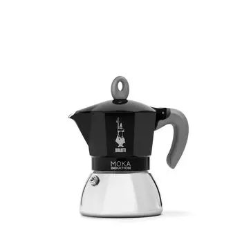 Bialetti Mocha Induction 4 чашки, совместимые с IH и прямым нагревом (Кофеварка Эспрессо-машина Macchinetta) чёрный/серебряный