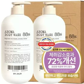 Biaour Aroma Мягкокислый парфюмированный гель для душа с ароматом янтарного дерева, 2 шт., 1,02 л