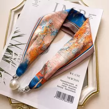 Bib For Girl Sunscreen Shawl Print Scarves Satin False Collar Cross Neckerchief Silk Scarf L