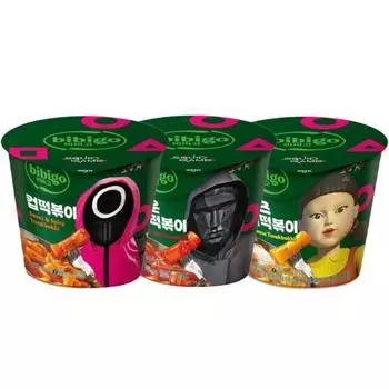 Bibigo Cup Tteokpokki/ Острые жареные рисовые лепешки (Оригинальный, Острый, Сырный) Original x 1PCS