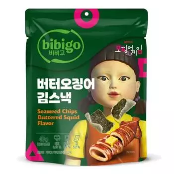 [BIBIGO] Закуска из кальмаров, чипсы из морских водорослей со вкусом кальмара в масле 40 г #1PCS