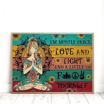 Библейский стих, христианская молитва, йога, женская настенная живопись на холсте, я в основном мир, любовь, цитата, постеры и принты, изображение для домашнего декора 21x30 No Frame