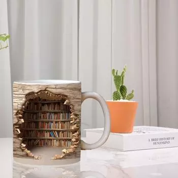 Библиотечная книжная полка кружка 3D новинка керамическая чашка 11 унций ретро арт стиль кофейная чашка декоративная книжная полка кружка для домашнего декора удобная ручка чайная кружка