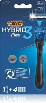 Bic Flex3 Hybrid Rasoir + Lames De Rechange TU прозрачный