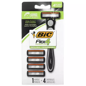 BIC, Flex 4 чувствительный, 1 ручка, 4 картриджа