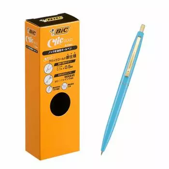 Bic Japan Bic CFCGIBL05BLKJ Шариковая ручка, Click Gold, 0,5, на масляной основе, черная, гладкая, ось Ice Blue, 12 ручек