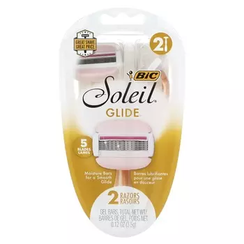 BIC, Soleil Glide, одноразовая бритва, 2 бритвы