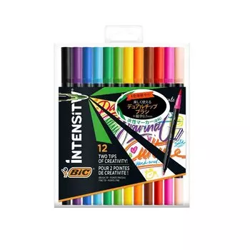 Bic Water Based Pen Brush Pen Coloring Book Color Set Intensity Dual Tip Marker 12 Colors ITS-DUTCMPK12