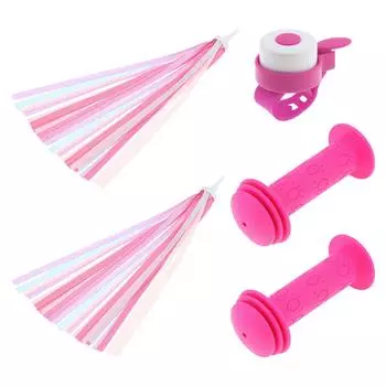 Bicycle Accessory Kit 2pcs Hand Grips 2pcs Streamers Bike Bell Colorful Scooter Decor Set