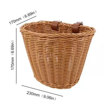 Bicycle Basket Rattan Wicker Bike Front Basket for Small Dogs Cats Pet Carrier Bag Waterproof for Camping Cycling Accessories