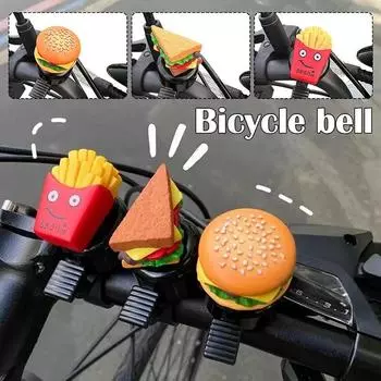 Bicycle Bell Cartoon Hamburg French Fries Sandwich Mtb Bell Handlebar Safety Bell Cycling Lovely Accessories Loud Bicycle