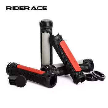 Велосипедные ручки TPR резиновые нескользящие амортизирующие накладки на руль горного велосипеда с двухсторонним стопорным кольцом из алюминиевого сплава серый