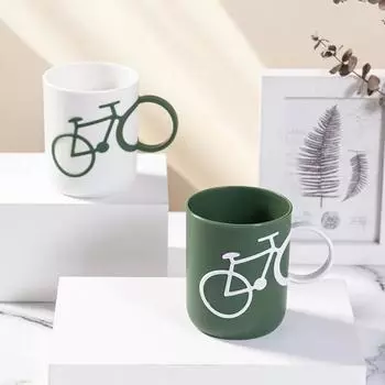 Bicycle Handle Couple Toothbrush Cup PP Mug for Juice Water Milk Student Dormitory Cups 400ml Christmas Gifts Drinkware 400ml