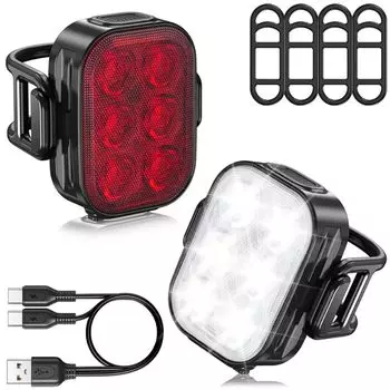 Bicycle Light Arespark USB Rechargeable Front and Rear Waterproof IP65 LED Bicycle Lighting Warning For Mountain Road Mountain Night Safety Hours Fast чёрный