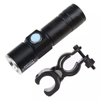 Bicycle Light LED Light USB Rechargeable Bright Flashlight Compact Hand Light Black