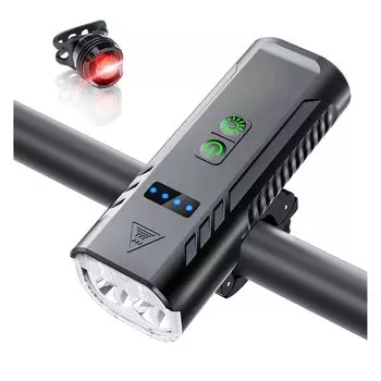 Велосипедный фонарь, новый, улучшенный, 1400 люмен, высокая яркость, велосипедный фонарь, 5800 мАч, большая емкость, перезаряжаемый через USB, IPX6, водонепроницаемый, светодиодный дальний свет чёрный