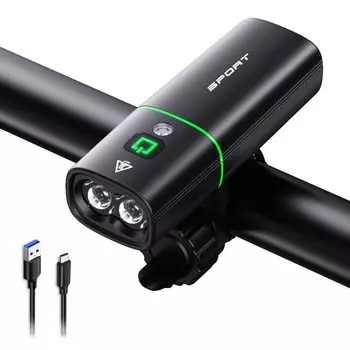 Bicycle light with optical sensor Large capacity 2600mAh 1200 lumens USB rechargeable LED headlight Bicycle headlight High brightness IPX5 waterproof