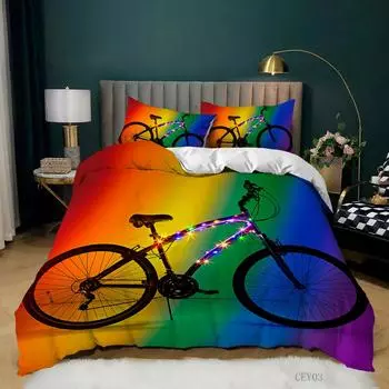 Bicycle Series Bed Three-piece 3D Digital Printing Kit 135 * 200 (two-piece set) 90g
