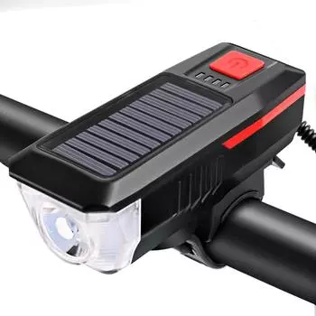 Солнечная фара USB перезаряжаемый передний фонарь ночные фары для езды с клаксоном для гор