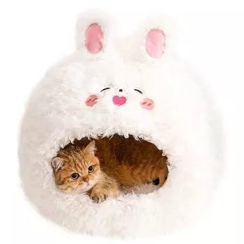 Bidason Pet House Cat Dome Shape Bed Пушистая Милая Кровать с Подушкой Теплоизоляция Теплая Защита От Холода Кровать Для Домашнего Сна Крепкая Моющаяся Кошка Маленькая Собака