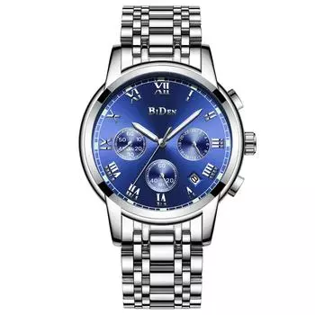 BIDE мужские кварцевые повседневные многофункциональные часы из нержавеющей стали с ремешком из нержавеющей стали