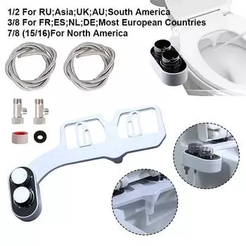 Биде-насадка для унитаза с теплой водой, очистка сиденья, двойная насадка, горячая и холодная, неэлектрическая, 3 режима 7/8