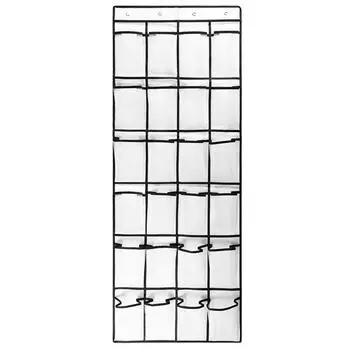 (биенсн)Дверной подвесной шкаф для обуви, 24 сетчатых кармана, шкаф для обуви, шкаф для хранения с 4 металлическими крючками белый