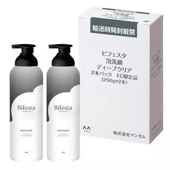 Bifesta Carbonated Foaming Face Wash Deep Clear [Газированная густая пенка для умывания с древесным углем для ухода за порами], набор 200 г x 2 флакона