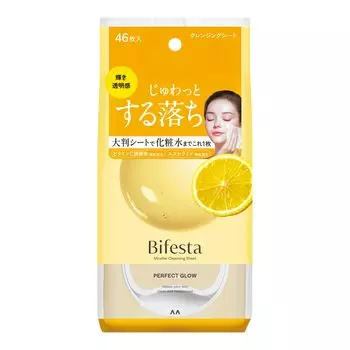 Bifesta Мицеллярные очищающие салфетки Perfect Glow Remover Большие салфетки без средства для умывания 46 листов [Необходим макияж]