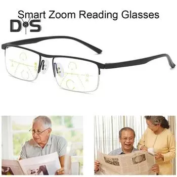 Бифокальные очки для чтения для мужчин Smart Zoom Компьютерные очки для чтения Блокировка синего света Анти-усталость глаз Легкие очки с улучшенной защитой зрения для A чёрный