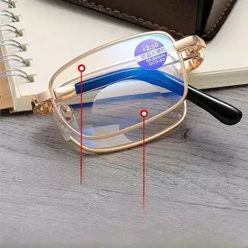 Бифокальные очки для чтения для мужчин и женщин: Анти-синий свет, складной, портативный, для ближнего и дальнего зрения +250