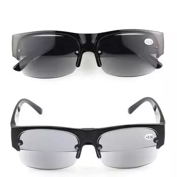 Бифокальные очки для чтения Женские солнцезащитные очки Очки для дальнего и ближнего зрения Мужские очки для пресбиопии +1.0 T+4.0 Очки унисекс Антибликовые +150 чёрный