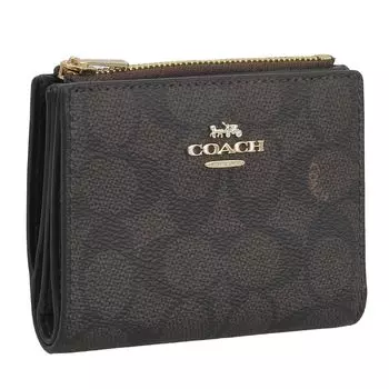 Bifold Wallet Compact Outlet Brand Black Bifold Wallet Signature Canvas BFLD WLT SIG CNVS CW803IMXAQ [Coach] Women s [Item]
