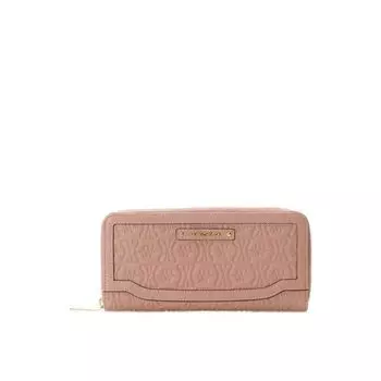 Bifold Wallet Embossed Point Stitch Long Wallet Pink Beige [Samantha Vega]