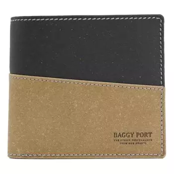 Bifold Wallet with Coin Purse Genuine Leather Recycled Leather Black [Baggy Port] Men s BP-ZKM603-BK