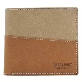 Bifold Wallet with Coin Purse Genuine Leather Recycled Leather Beige [Baggy Port] Men s BP-ZKM603-BE